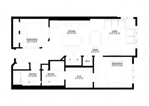 2 Bedroom Floor Plan